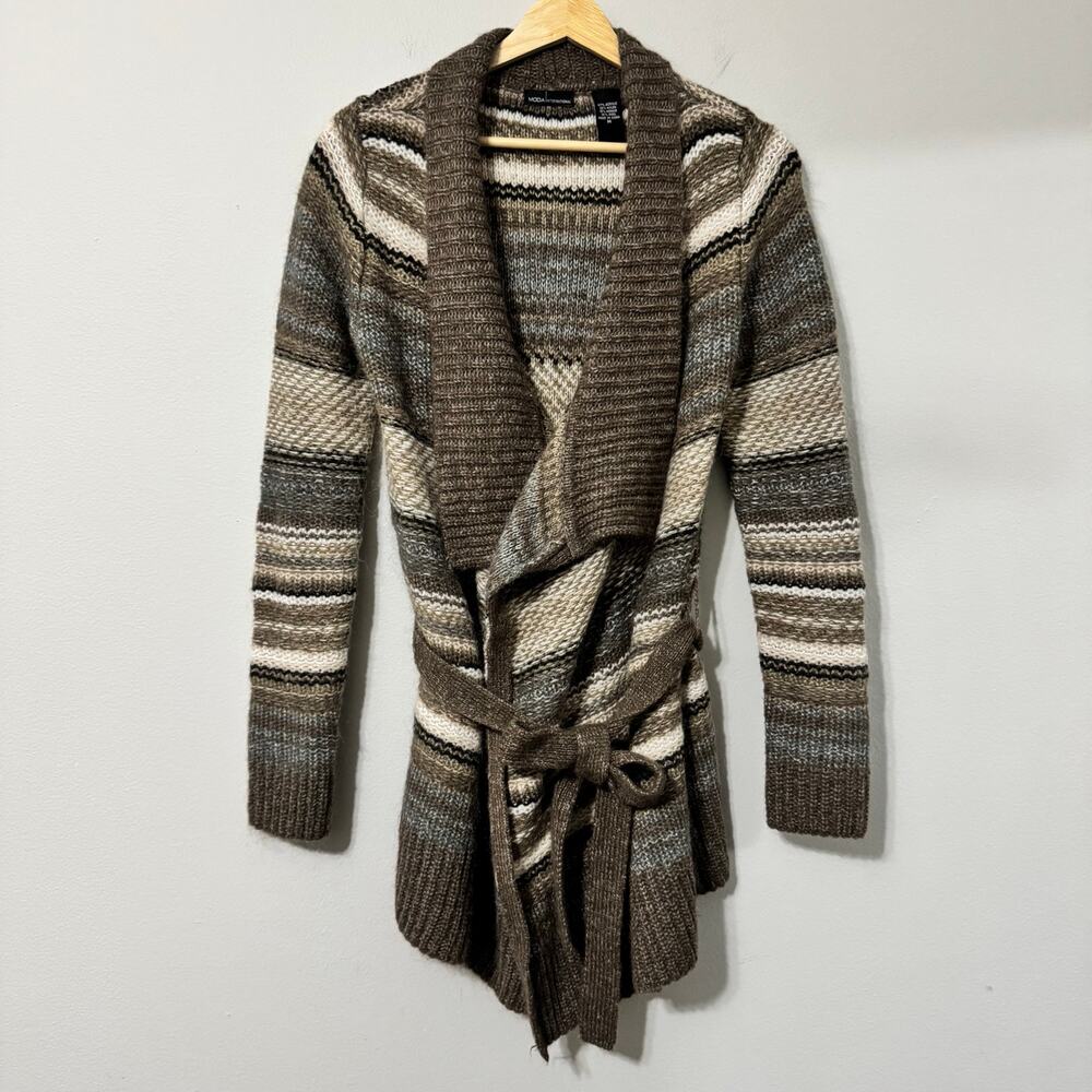 Moda International Mohair Wool Blend Cardigan Medium Boho Cabincore Cozy Sweater